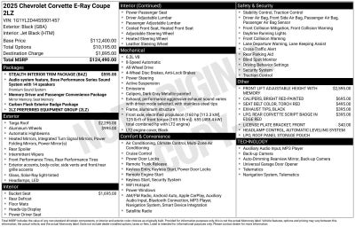 2025 Chevrolet Corvette E-Ray 2LZ