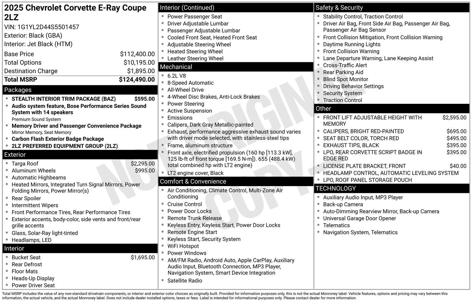 2025 Chevrolet Corvette E-Ray 2LZ