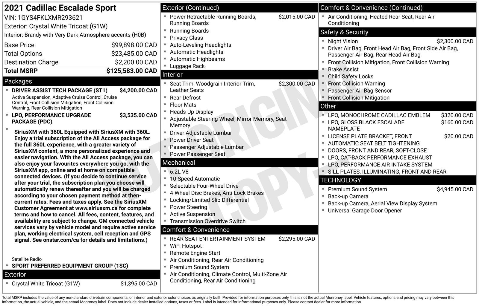 2021 Cadillac Escalade Sport