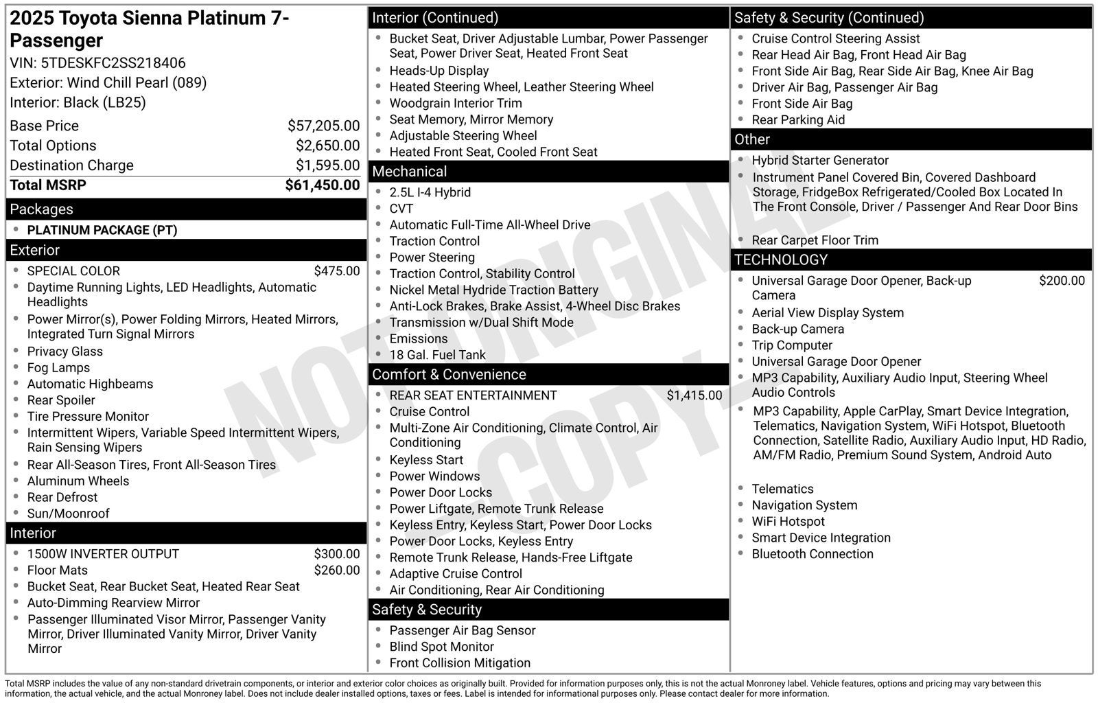 2025 Toyota Sienna Platinum