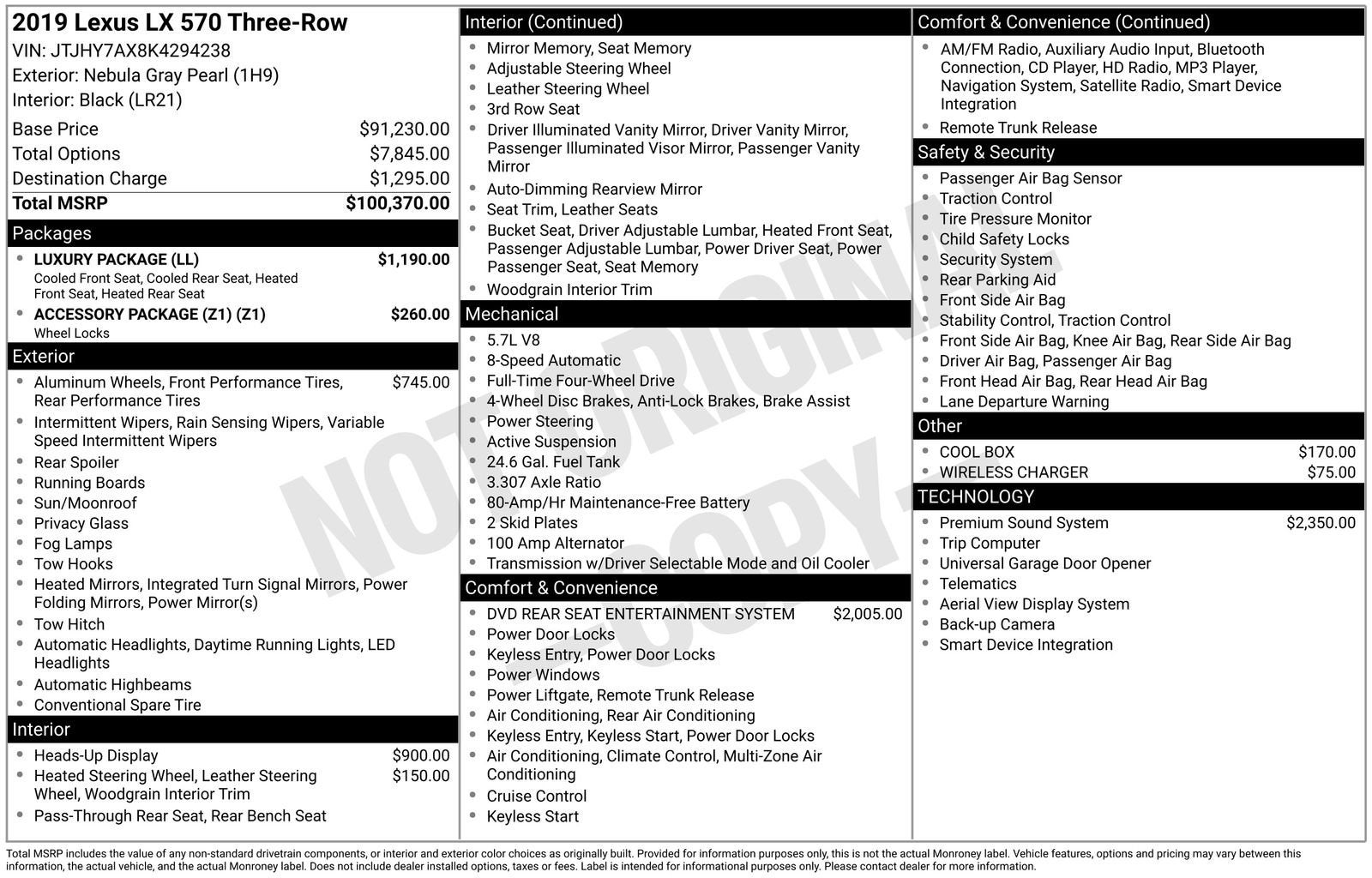 2019 Lexus LX 570 Three-Row