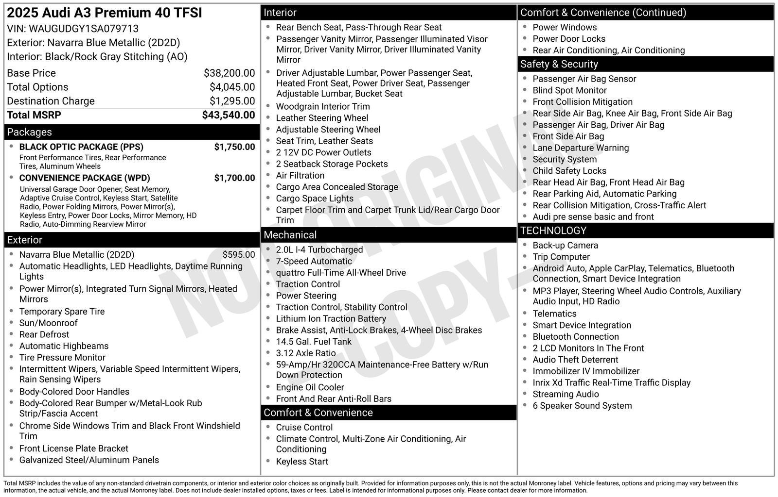 2025 Audi A3 Premium 40 TFSI quattro S tronic